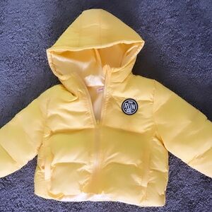 Yellow Hooded Puffer Jacket